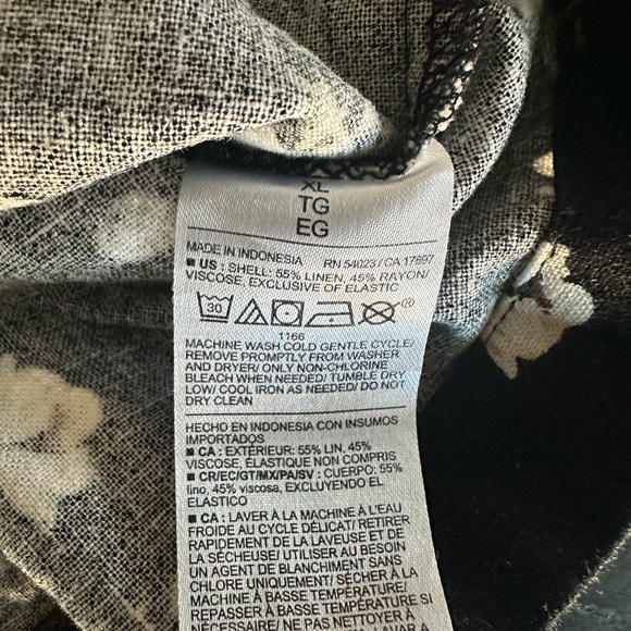 Old Navy | Square Neck Linen Blend Dress - Black & White Floral Mini - NWOT - Picture 5 of 9